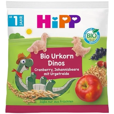 Abbildung von HiPP Bio für Kinder Knabberprodukte Urkorn Dinos, 9er Pack (9x30g)