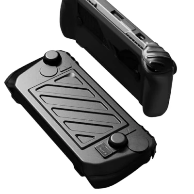 Abbildung von Skull &amp; Co. Stand Grip GripCase Front Cover Bundle for ROG Ally X: Protective Case with Textured Grips Full Protection Hardshell Handheld Design Smoky Black