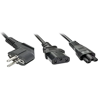Abbildung von LINDY 30047 2m Schuko auf 1x IEC C13 und C5 Y Netzkabel