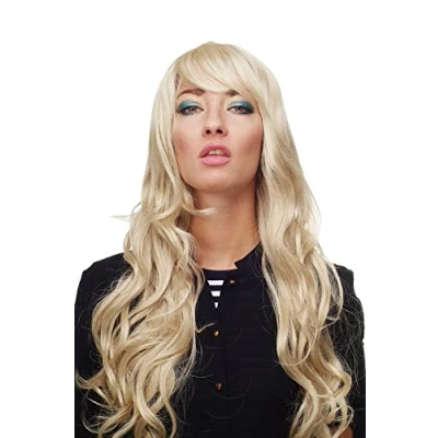 Abbildung von WIG ME UP Perücke mit lichtblonden, langen, wunderschön gelockten/welligen Haaren, Pony und Seitenscheitel, ca. 70cm 9204S 88E
