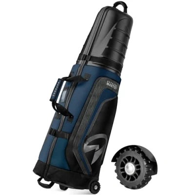 Abbildung von OutdoorMaster Golf Reisetaschen für Fluglinien mit Rädern und Hartem Oberem Koffer, Schützen Golfschläger, Leicht Sinfach zu Manövrieren, Version aktualisieren, Blau