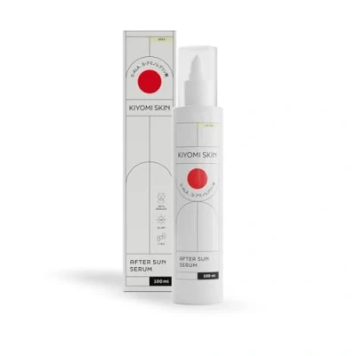 Abbildung von KIYOMI SKIN Beruhigende After Sun Serum 100ml, dermatest sehr gut vegan, mit 5 ALA, Panthenol und Fruchtextrakten Apres Gel