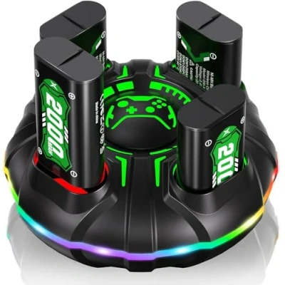 Abbildung von SWANPOW Akku für Xbox One/Series X&amp;S Controller, (4x4800mWh) 4x2000mAh wiederaufladbare Akkus mit Ladegerät XS One S/Xbox X/Xbox Elite Wireles