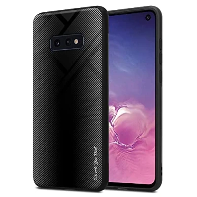 Abbildung von Cadorabo Hülle kompatibel mit Samsung Galaxy S10e Schutzhülle TPU Silikon Case Glas Slim Kratzfest Weiche Gummi Rundumschutz für in Schwarz