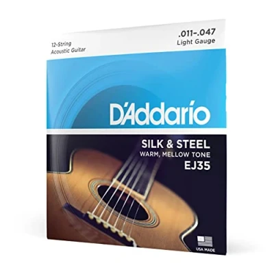 Abbildung von D&#039;Addario EJ35 Silk &amp; Steel Normal (.011 .028) 12 String Folk Guitar Strings