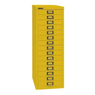 Abbildung von BISLEY MultiDrawer, 39er Serie, DIN A4, 15 Schubladen, Metall, 641 Zinkgelb, 38 x 27.9 86 cm