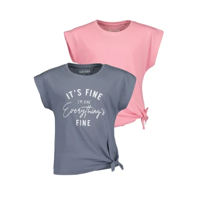 Abbildung von Blue Seven Teenager Mädchen T Shirts mit Knoten Repeat MARKETPLACE 2er Pack M01 Jeansblau + Azalea Uni 152