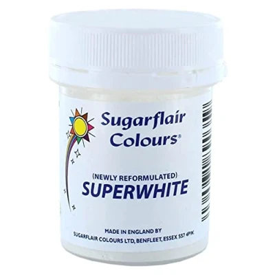 Abbildung von Sugarflair Superwhite Icing Whitener, Zuckerguss Whitemacher für Royal Icing, Extra Whiteer Essbarer Lebensmittelfarbe 20g