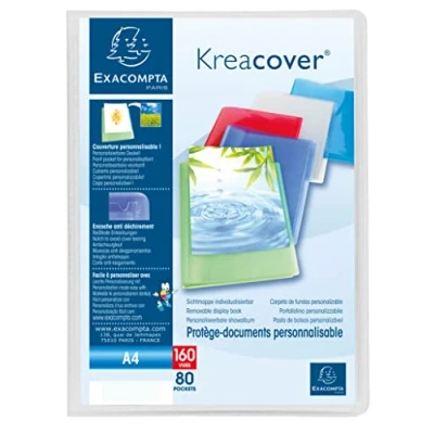 Abbildung von Exacompta Referenz 5788E 1 Kreacover Chromaline Dokumentenmappe 80 glatte Klarsichthüllen 160 Ansichten für A4 Format 24 x 32 cm halbfester Polypro Einband farblos