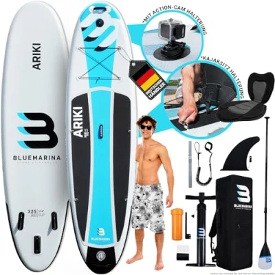 Abbildung von Bluemarina Stand Up Paddle Board aufblasbar Ariki 𝟓 𝐉𝐀𝐇𝐑𝐄 𝐆𝐀𝐑𝐀𝐍𝐓𝐈𝐄 140 kg Tragkraft Paddling Set SUP Surfbrett (Ariki 325x86x15cm)
