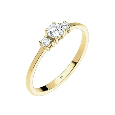 Abbildung von Elli PREMIUM Ring Damen Trio mit Zirkonia Steinen in 375 Gelbgold