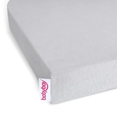 Abbildung von babybay Jersey Spannbetttuch Deluxe Doppelpack passend für Modell Maxi, Midi, Boxspring, Comfort und Plus, zartgrau
