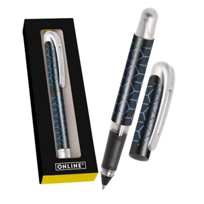 Abbildung von Online Tintenpatronen Rollerball College Style Blue, Stift für Rechtshänder und Linkshänder, ergonomisches Griffstück, hochwertiger Tintenroller, Standard Tintenpatronen, inkl. Kombipatrone blau