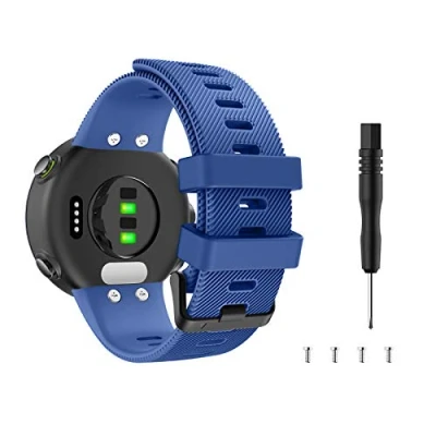 Abbildung von MoKo Armband Kompatibel mit Garmin Forerunner 45/Swim 2, Silikon Ersatzarmband Sportarmband Atmungsaktiv Uhrenarmband Wechselarmband, Mitternachtsblau