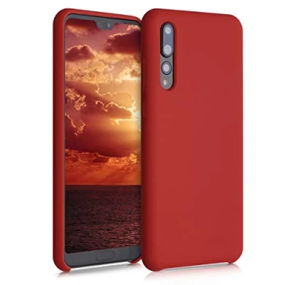 Abbildung von kwmobile Hülle kompatibel mit Huawei P20 Pro Silikon Handy Case Handyhülle weiche Oberfläche kabelloses Laden Dunkelrot