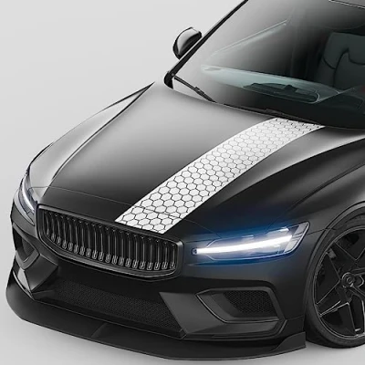 Abbildung von Finest Folia Rennstreifen Auto Aufkleber 120x25cm für Motorhaube Motorrad Bus Sticker Kfz Zubehör Tuning Dekor Design Folie Racing Streifen Dach KX079 (09 Silber)