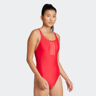 Abbildung von adidas Damen 3 Stripes V Back Swimsuit Badeanzug, Legend ivy/Silver Green,
