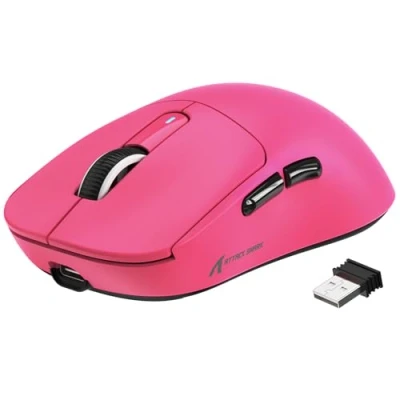 Abbildung von VGN GAMEPOWER x Attack Shark X3 Superlight Kabellose Gaming Maus, 49g Ultraleicht Mouse, 26000DPI, PixArt PAW3395, Bis zu 200 Std. Akku, 2.4G/BT/Kabelgebunden, PTFE Feet, G502, PC/Mac, Beerenrot