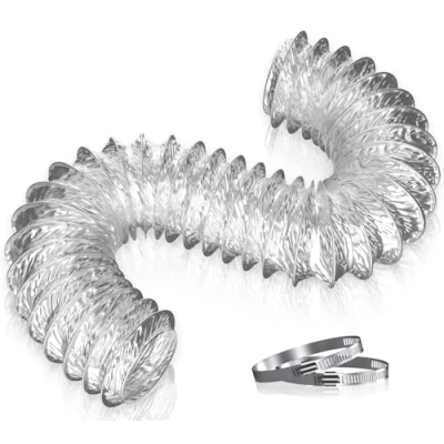 Abbildung von Hon&amp;Guan Alu Flex Rohr Alurohr Schlauch Flexschlauch Aluflexschlauch 75mm für Wäschetrockner, Abzugshaube, Rohrventilator, Klimaanlagen(75mm*2m Flexrohr/Silber)
