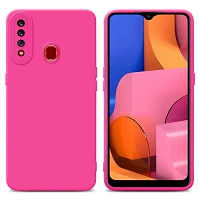 Abbildung von Cadorabo Hülle kompatibel mit Samsung Galaxy A20s Schutzhülle TPU Silikon Case Liquid Design Kameraschutz Slim Kratzfest Weiche Gummi Rundumschutz für in Pink