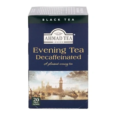 Abbildung von Ahmad Tea Evening ohne Koffein Koffeinfreier Schwarztee mit Bergamotte Einzeln Verpackte, Aromaversiegelte Teebeutel 4g Tee pro Portion 20 Band