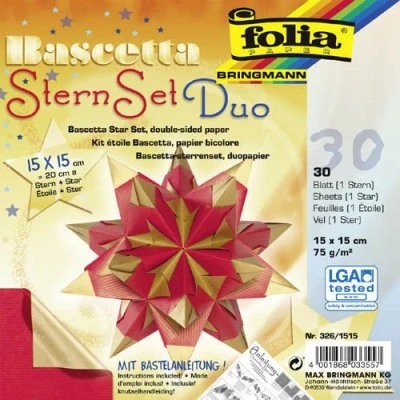 Abbildung von Faltblätter Bascetta Stern Duo, rot gold, 15x15