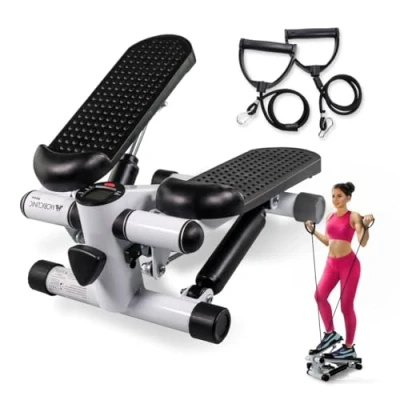 Abbildung von Mobiclinic® Fitness, Stepper, 2 in 1, Step Plus, Widerstandsseile, Multifunktion, Arme und Beine, LCD Display, Belastung 100 KG, Kompakt, Home Gym, Widerstand Höhe einstellbar