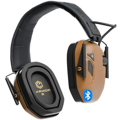 Abbildung von Earmor M300T Elektronische Gehörschutz Mit Bluetooth Schiessen Kapselgehörschutz Ohrenschützer Lärmdämpfung für Jagd Schieß Dämmwert, SNR 29dB Dynamische Geräusch Regelung, Braun