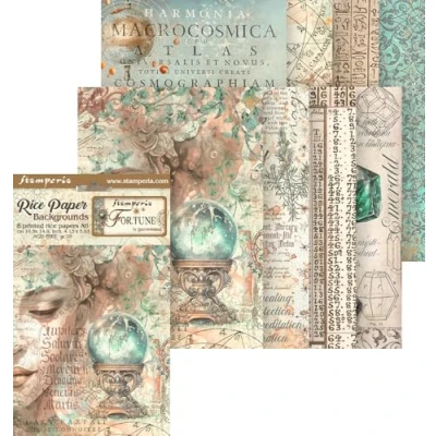 Abbildung von Stamperia Fortune A6 Rice Paper Backgrounds (8pcs) (DFSAK6022)