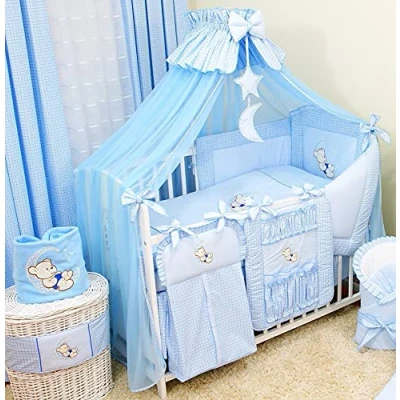Abbildung von 4tlg. Moskitonetz Betthimmel mit Himmelstange Babybett Baby 480cm (Blau)