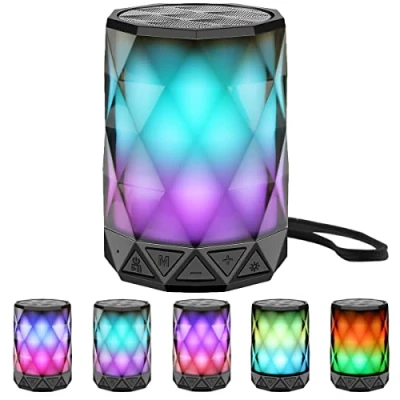 Abbildung von LFS Bluetooth Lautsprecher mit Licht, Musikbox Tragbarer Box wasserdicht, Freisprechfunktion für Phone, Kabelloser Micro SD Karte