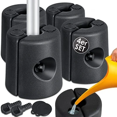 Abbildung von KESSER® Pavillonstandfüße 4er Set Pavillon Standfuß mit Wasser/Sand befüllbar 22 x 25cm HDPE Gewichte zur Stabilisation für Pavillons Gartenzelte Festzelte Standsicherung Stabil, Schwarz