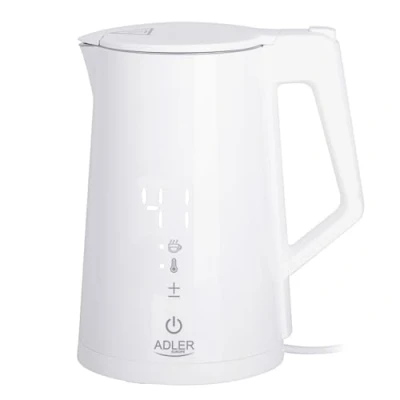 Abbildung von ADLER Elektrischer Wasserkocher mit LED Anzeige, 2200W, 1.7L, Weiß