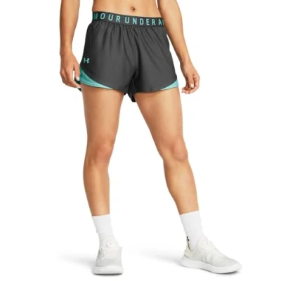 Abbildung von Under Armour PLAY UP kurze Sporthose, Damen, Größe: XS, Castlerock/radial turquoise/radial turquoise