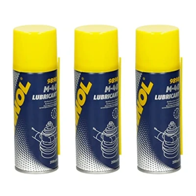 Abbildung von MANNOL 9898 M 40 Lubricant Kriechöl 3x 200ml, löst schnell festsitzenden Rost/schwergängige Bauteile, Multifunktion/Kriechöl Universalöl Rostlöser Schmiermittel Spraydose Kontaktspray Korrosionsschutz
