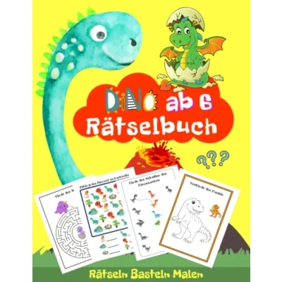 Abbildung von Rätselbuch ab 6 Jahre Dino: Vorschule Übungshefte Dino Rätseln, Basteln, Malen, Rechnen, Knobeln für Dinosaurier Fans Jahren