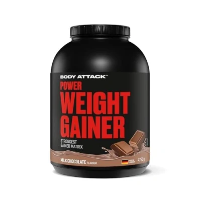 Abbildung von Body Attack Weight Gainer Milk Chocolate 4,75 kg Mass für Masseaufbau &amp; Muskelaufbau Mit Whey Protein, BCAA und Kohlenhydraten Dein fettarmer Masse Shake hochwertige Kalorien