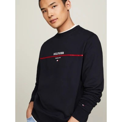 Abbildung von Tommy Hilfiger LOGO Stripe CREW NECK Sweatshirt, Herren, Größe: 3XL, Desert sky