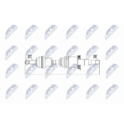 Abbildung von NTY NPW JG 001 Antriebswelle Vorderachse, Vorderachse rechts Schaltgetriebe, Automatikgetriebe JAGUAR: X Type Kombi