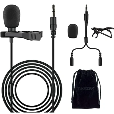 Abbildung von Takstar Lavalier Mikrofon Mit Kabel, Lav Ansteckmikrofon 3,5mm 16 Fuß Interview omnidirektional Videoaufnahme Kondensator für YouTube Tiktok Studio Aufnahmen Android GoPro