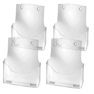 Abbildung von SIGEL LH110 Tisch Prospekthalter DIN A4, 4er Pack, transparent aus hochwertigem Acryl Prospektständer Flyerhalter