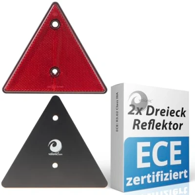 Abbildung von valonic Motorradanhänger Dreieckrückstrahler, Anhängerreflektor, E11 Prüfzeichen, 2 Stück