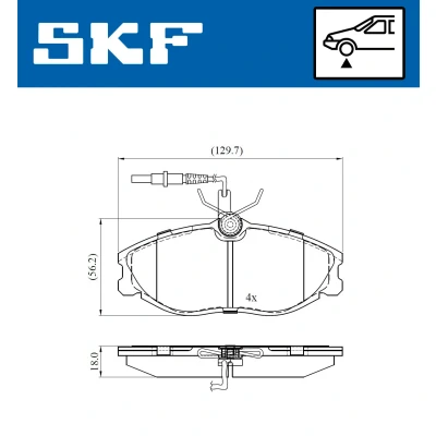 Abbildung von SKF VKBP 80477 E Bremsbelagsatz inkl. Verschleißwarnkontakt