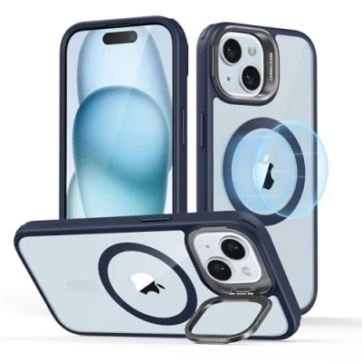 Abbildung von ESR für iPhone 15 Hülle, kompatibel mit MagSafe, Militärnorm Schutz Case, integrierter Versteck Ständer Handyhülle, Kratzfeste Rückseite, Classic Serie, Dunkelblau