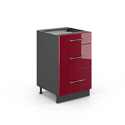 Abbildung von Vicco Unterschrank Fame Line, Bordeaux Hochglanz/Anthrazit, 50 cm ohne Arbeitsplatte