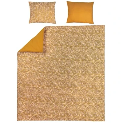 Abbildung von Meyco Home Cheetah/Uni Bettwäsche Doppelbett (Baumwolle, atmungsaktives Material, einfache Pflege, praktischer Einschlagstreifen, Maße: 200 x 200/220 cm), Honig Gold