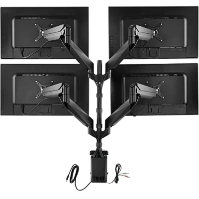 Abbildung von tectake 404157 Monitor Halterung für 4 Monitore, Tischhalterung 13“ 32“ LED LCD Bildschirme, VESA 75x75 / 100x100, Schwenkarme neigbar drehbar kippbar höhenverstellbar, 4X 9 kg, schwarz