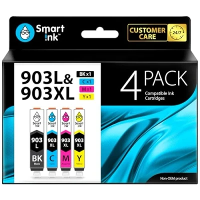 Abbildung von Smart Ink Kompatible Druckerpatronen als Ersatz für HP 903 XL 903XL 4 Multipack (Schwarz, Blau, Rot, Gelb) mit Advanced Chip Technology Kompatibel Officejet 6950 Pro 6960 6970 Drucker