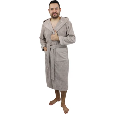 Abbildung von Leonique Unisex Bademantel &quot;&quot;Tailles&quot;&quot;, (1 St.), langer für Damen und Herren, 100% Baumwolle, XS 3XL