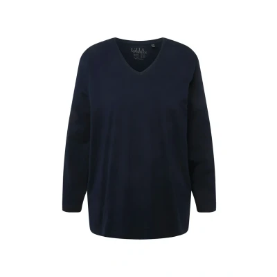 Abbildung von Ulla Popken Rundhalsshirt Shirt V Ausschnitt Relaxed Langarm